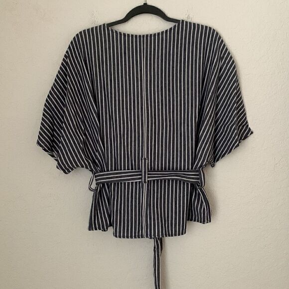 a new day Stripped Cotton Wrap w/Belt Women’s Shirt Top Size XXL - Picture 2 of 6